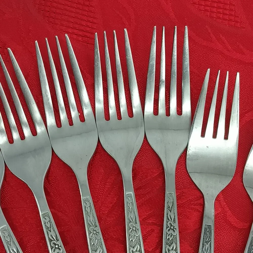 9X Forks La Spana Stanley Roberts Stainless MCM Dinner Salad Flatware